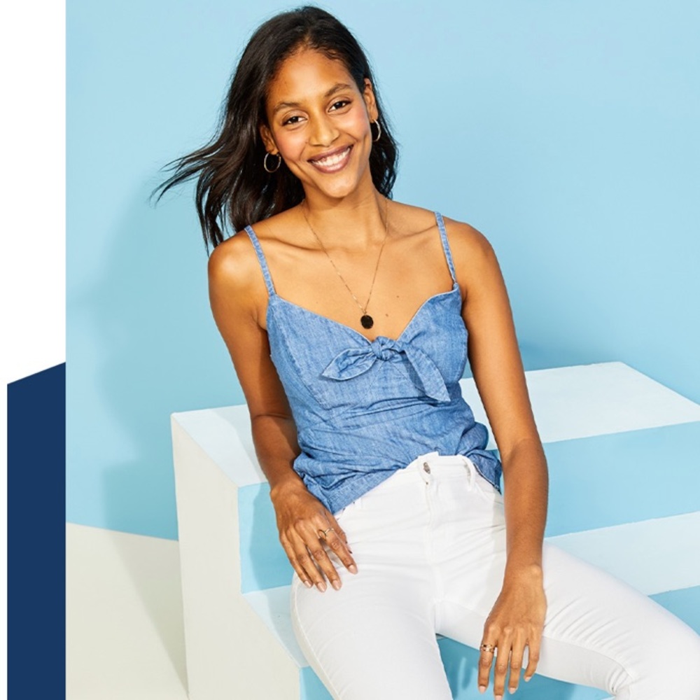 Chambray front tie cami